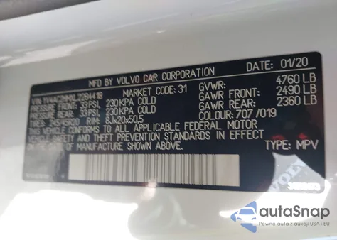 2020 Volvo Xc40 T4 R-Design from USA, damaged, VIN YV4AC2HMXL2284418